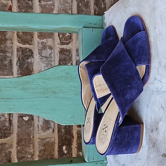 Vince Camuto Blue Suede Sessa Sandals Slip on Shoes - Picture 2 of 5